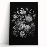 Electric Wall Art - Dark Floral Black and White Painting - Moody Decor