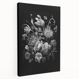 Electric Wall Art - Dark Floral Black and White Painting - Moody Decor