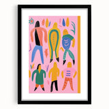 Electric Wall Art - Playful Abstract Figures Painting - Modern Pop Decor