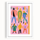 Electric Wall Art - Playful Abstract Figures Painting - Modern Pop Decor