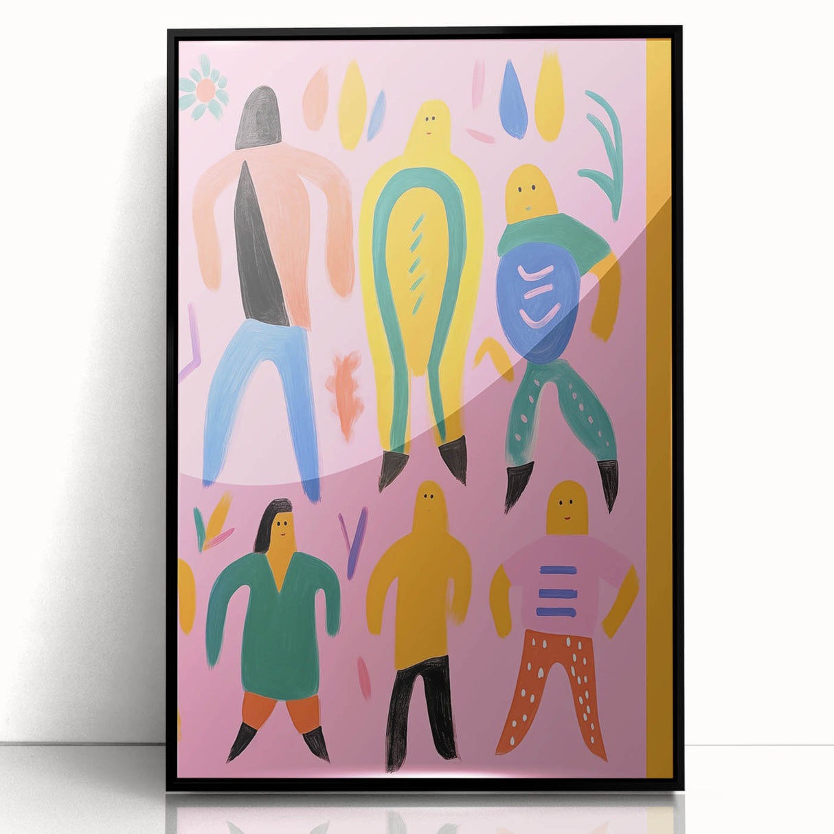 Electric Wall Art - Playful Abstract Figures Painting - Modern Pop Decor