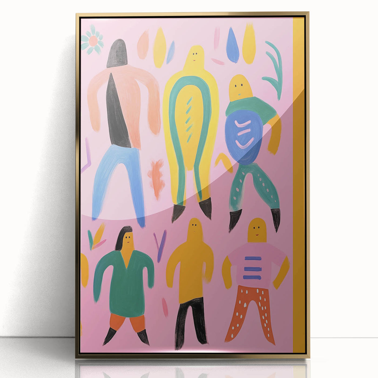 Electric Wall Art - Playful Abstract Figures Painting - Modern Pop Decor