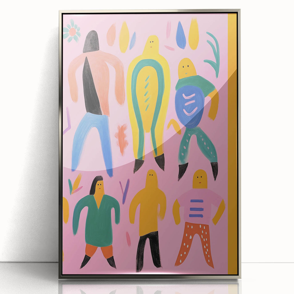 Electric Wall Art - Playful Abstract Figures Painting - Modern Pop Decor