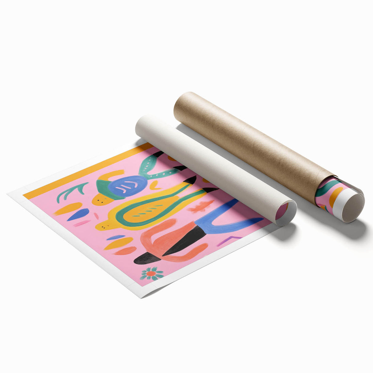 Electric Wall Art - Playful Abstract Figures Painting - Modern Pop Decor