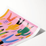 Electric Wall Art - Playful Abstract Figures Painting - Modern Pop Decor