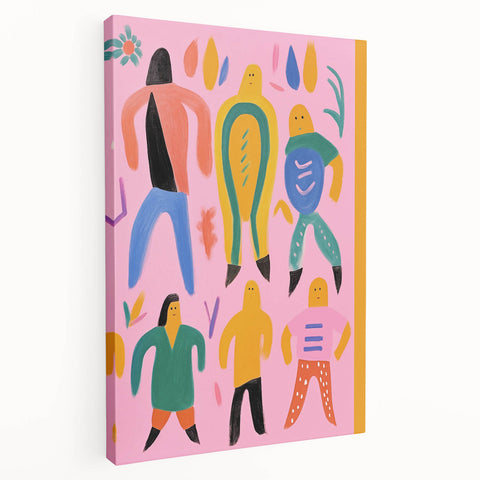Electric Wall Art - Playful Abstract Figures Painting - Modern Pop Decor