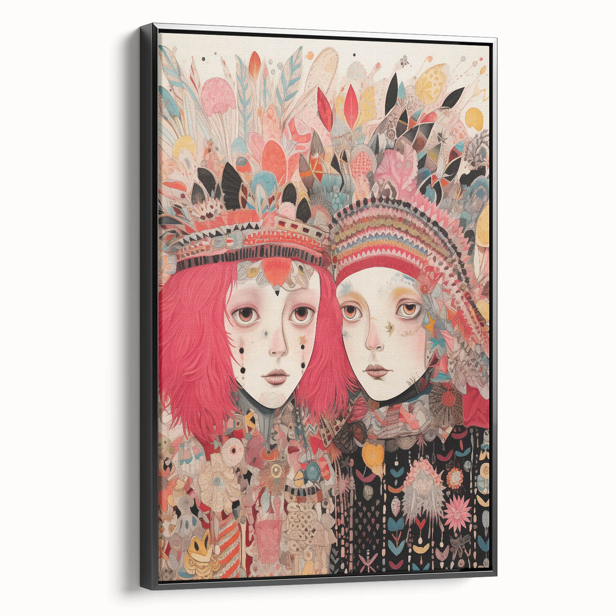 Electric Wall Art – Vibrant Abstract Faces Modern Electric Art Canvas