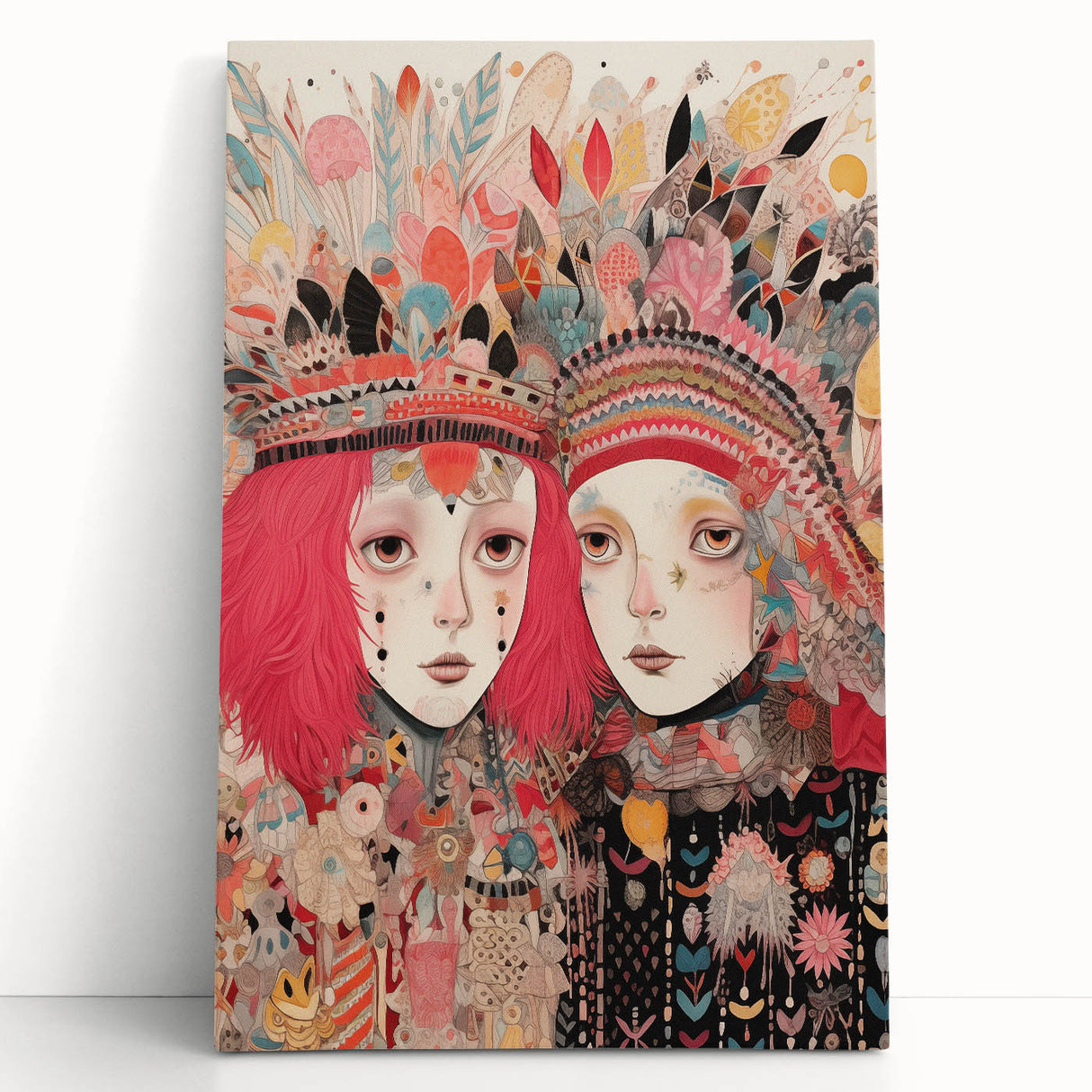 Electric Wall Art – Vibrant Abstract Faces Modern Electric Art Canvas