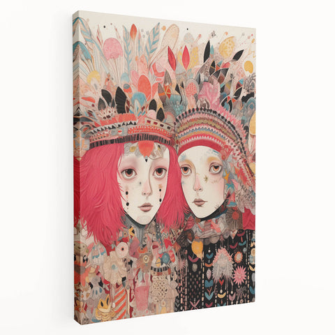 Electric Wall Art – Vibrant Abstract Faces Modern Electric Art Canvas