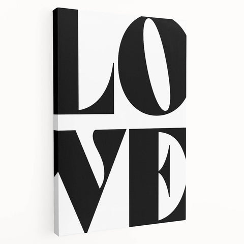 Electric Wall Art: Bold Modern Decor with Black and White Love Typography