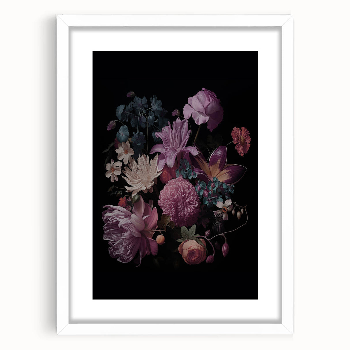 Electric Wall Art – Dark Moody Floral Arrangement Modern Electric Decor