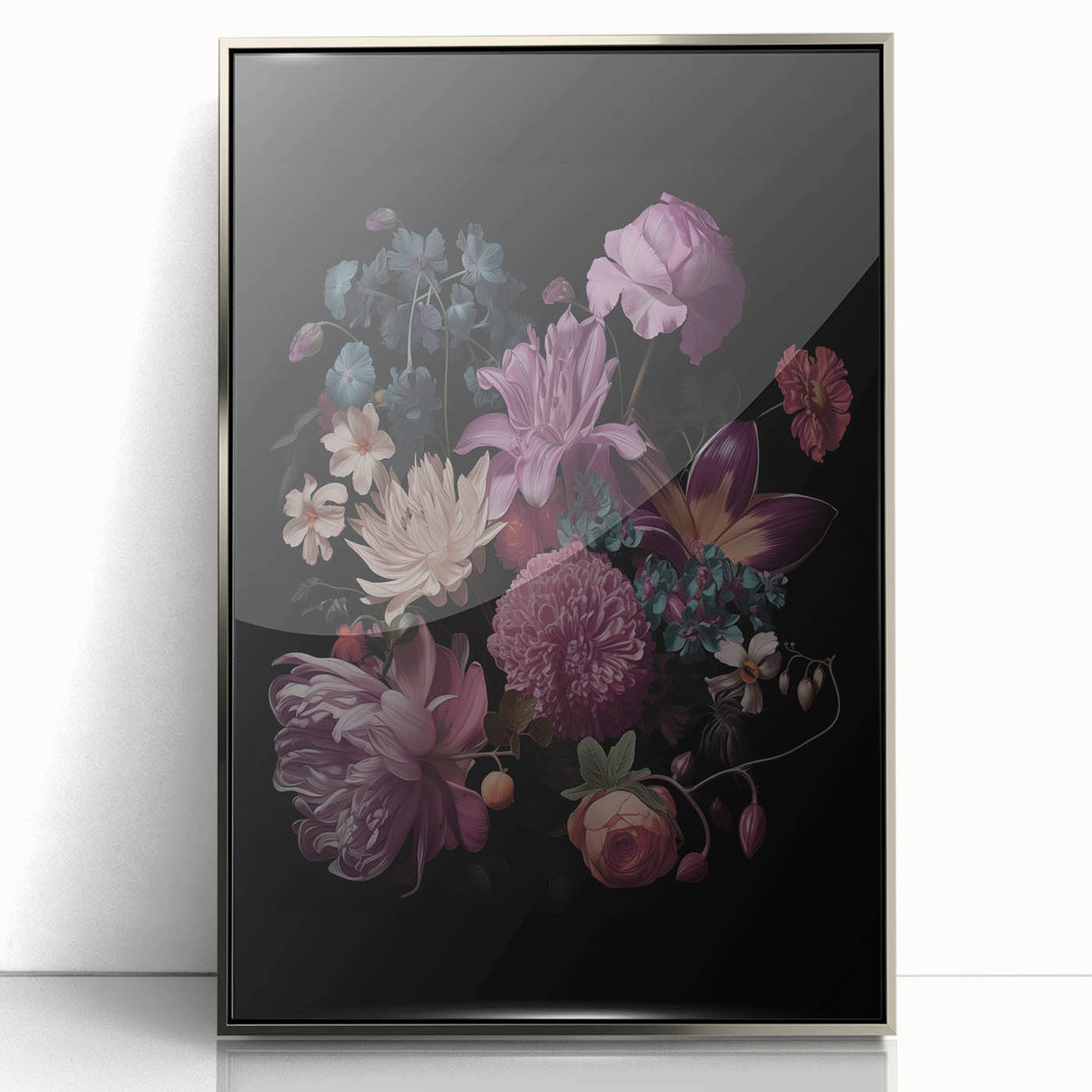 Electric Wall Art – Dark Moody Floral Arrangement Modern Electric Decor