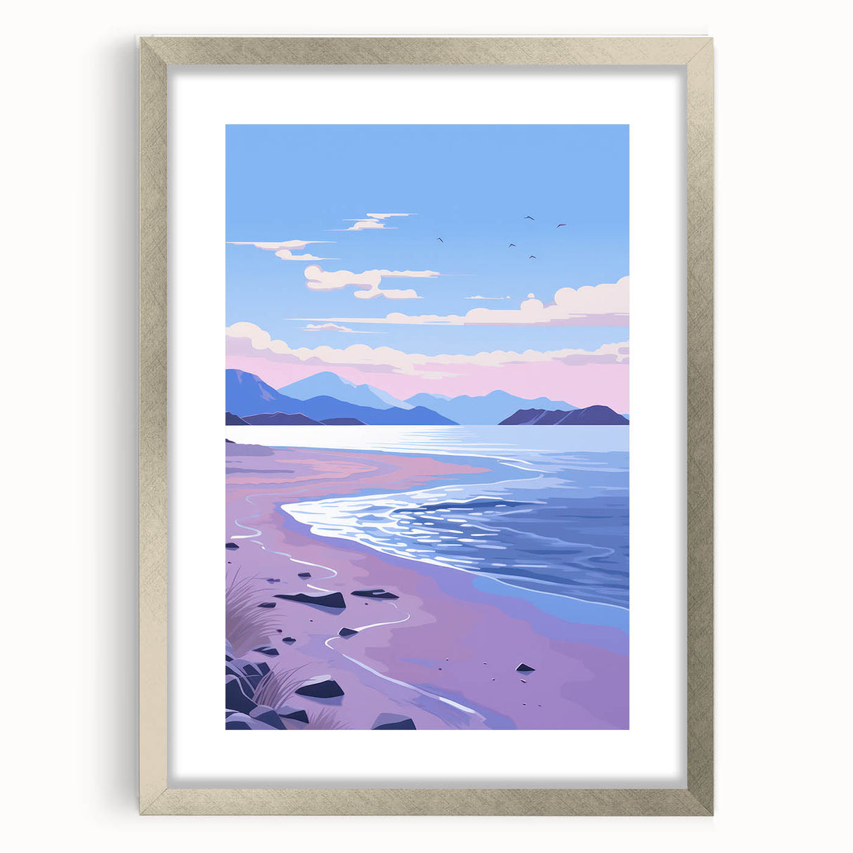 Serene Electric Coastal Canvas - Modern Vibrant Beach Wall Art Decor