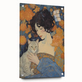 Electric Wall Art | Vibrant Portrait with Cat Electric Canvas Decor