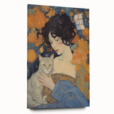 Electric Wall Art | Vibrant Portrait with Cat Electric Canvas Decor