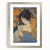 Electric Wall Art | Vibrant Portrait with Cat Electric Canvas Decor