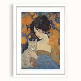 Electric Wall Art | Vibrant Portrait with Cat Electric Canvas Decor