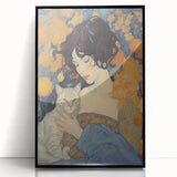 Electric Wall Art | Vibrant Portrait with Cat Electric Canvas Decor