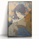 Electric Wall Art | Vibrant Portrait with Cat Electric Canvas Decor