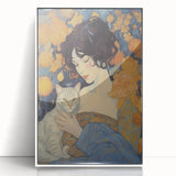 Electric Wall Art | Vibrant Portrait with Cat Electric Canvas Decor