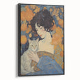Electric Wall Art | Vibrant Portrait with Cat Electric Canvas Decor