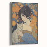 Electric Wall Art | Vibrant Portrait with Cat Electric Canvas Decor