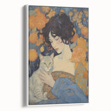 Electric Wall Art | Vibrant Portrait with Cat Electric Canvas Decor