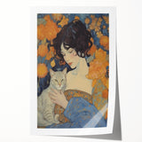 Electric Wall Art | Vibrant Portrait with Cat Electric Canvas Decor