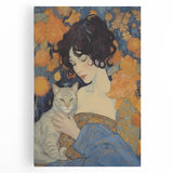 Electric Wall Art | Vibrant Portrait with Cat Electric Canvas Decor