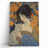 Electric Wall Art | Vibrant Portrait with Cat Electric Canvas Decor