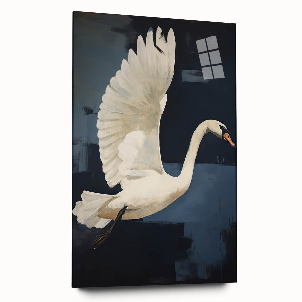 Electric Swan Art - Modern Abstract Electric Canvas - Navy Blue Decor