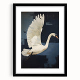 Electric Swan Art - Modern Abstract Electric Canvas - Navy Blue Decor