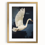 Electric Swan Art - Modern Abstract Electric Canvas - Navy Blue Decor