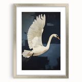 Electric Swan Art - Modern Abstract Electric Canvas - Navy Blue Decor