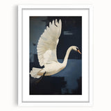 Electric Swan Art - Modern Abstract Electric Canvas - Navy Blue Decor