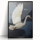 Electric Swan Art - Modern Abstract Electric Canvas - Navy Blue Decor