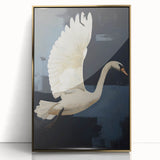 Electric Swan Art - Modern Abstract Electric Canvas - Navy Blue Decor