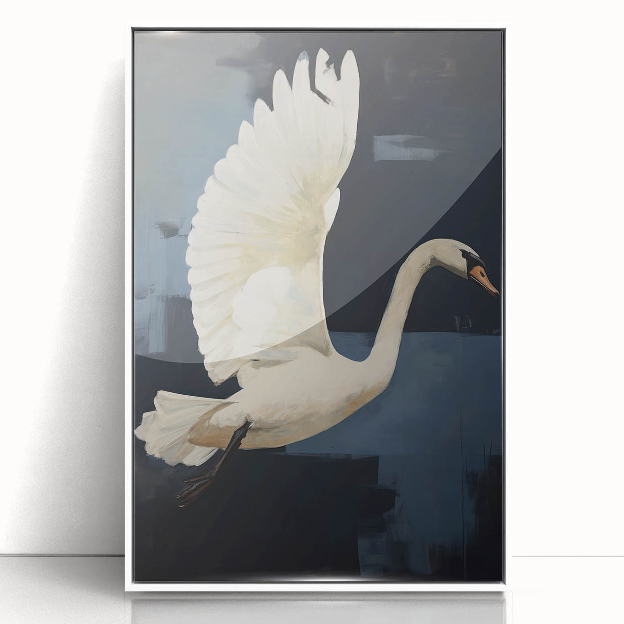 Electric Swan Art - Modern Abstract Electric Canvas - Navy Blue Decor