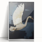 Electric Swan Art - Modern Abstract Electric Canvas - Navy Blue Decor