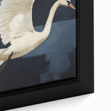 Electric Swan Art - Modern Abstract Electric Canvas - Navy Blue Decor