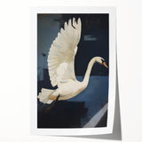 Electric Swan Art - Modern Abstract Electric Canvas - Navy Blue Decor