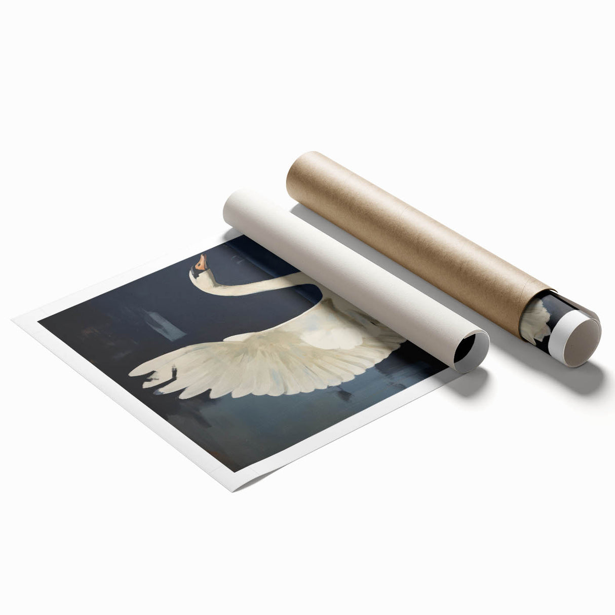 Electric Swan Art - Modern Abstract Electric Canvas - Navy Blue Decor
