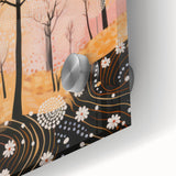 Abstract Electric Forest Art - Vibrant Pink and Orange Canvas Decor