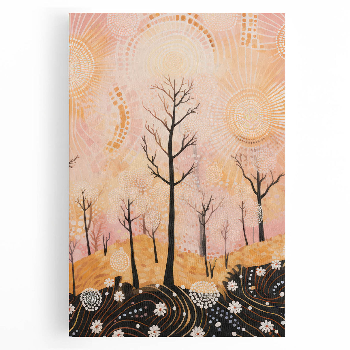 Abstract Electric Forest Art - Vibrant Pink and Orange Canvas Decor