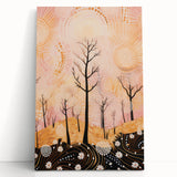 Abstract Electric Forest Art - Vibrant Pink and Orange Canvas Decor