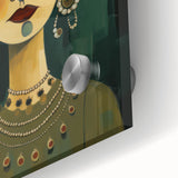 Electric Portrait Art - Vibrant Floral and Green Canvas - Modern Decor