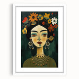 Electric Portrait Art - Vibrant Floral and Green Canvas - Modern Decor