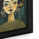 Electric Portrait Art - Vibrant Floral and Green Canvas - Modern Decor