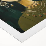 Electric Portrait Art - Vibrant Floral and Green Canvas - Modern Decor