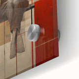 Abstract Electric Portrait Art - Modern Red and Beige Canvas Decor